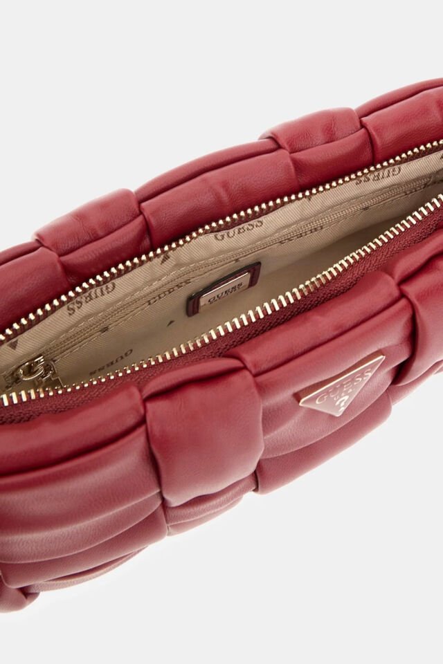 Guess Marion Dokuma Mini Omuz Çantası Kırmızı