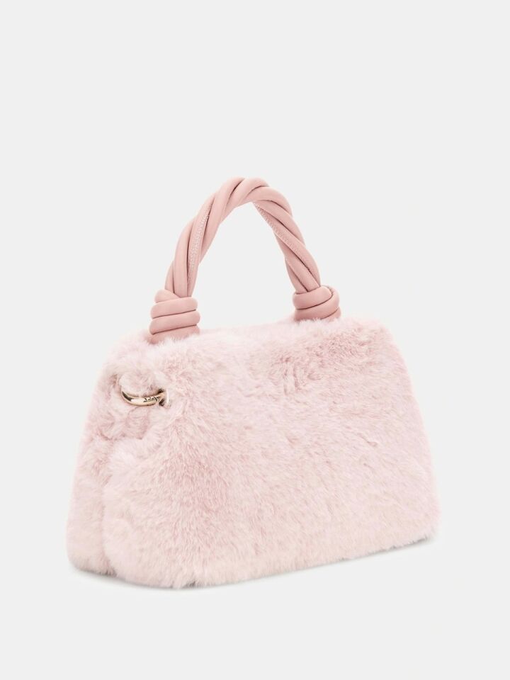 Guess Shaida Suni Kürk Mini El Çantası Pembe
