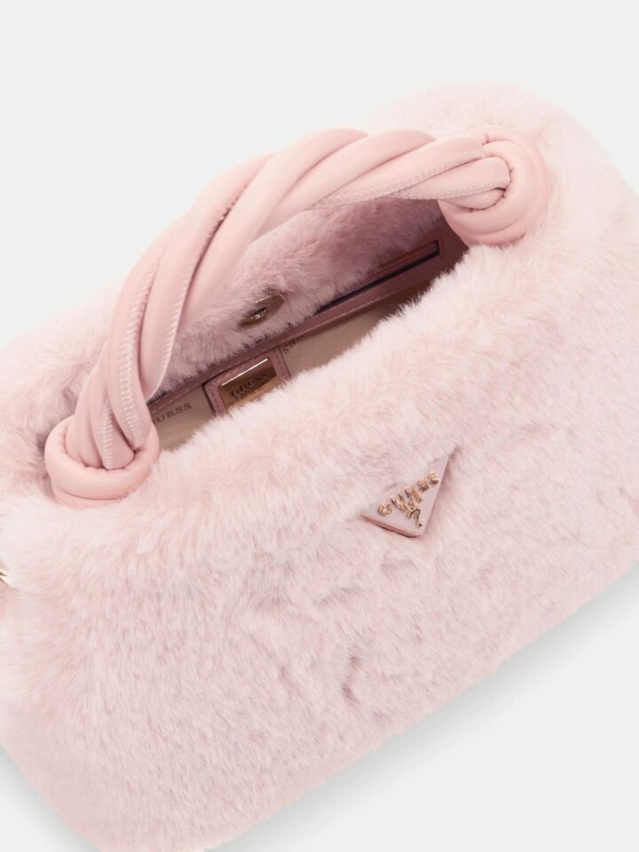 Guess Shaida Suni Kürk Mini El Çantası Pembe