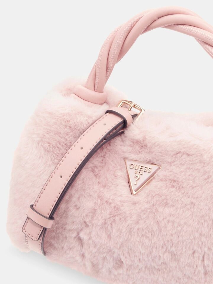 Guess Shaida Suni Kürk Mini El Çantası Pembe