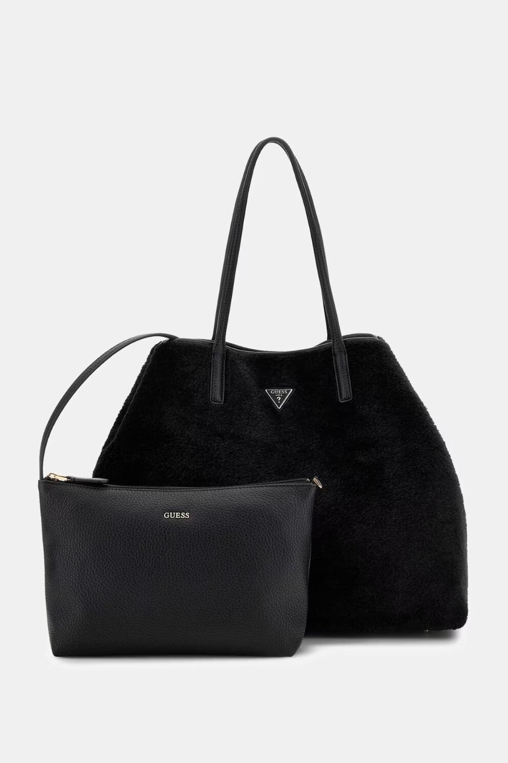 Guess Victoria Suni Kürk Omuz Çantası Siyah