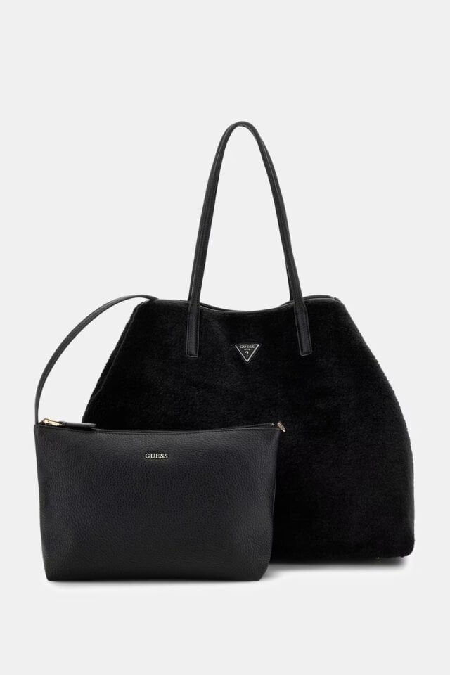 Guess Victoria Suni Kürk Omuz Çantası Siyah