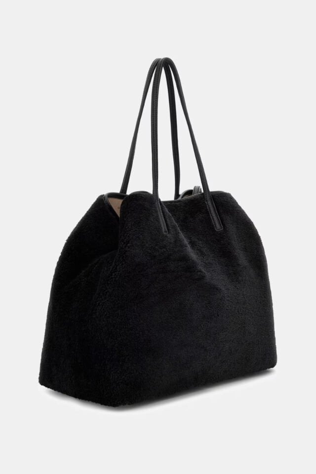 Guess Victoria Suni Kürk Omuz Çantası Siyah