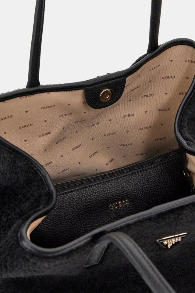 Guess Victoria Suni Kürk Omuz Çantası Siyah
