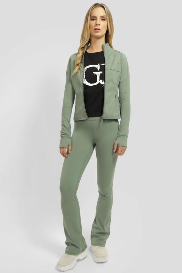 Guess Marika Uzun Kol Fermuarlı Aktif Kadın Hırka Yeşil