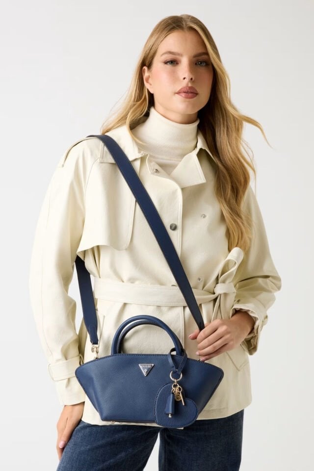 Guess Bolena Saffiano El Çantası Koyu Mavi