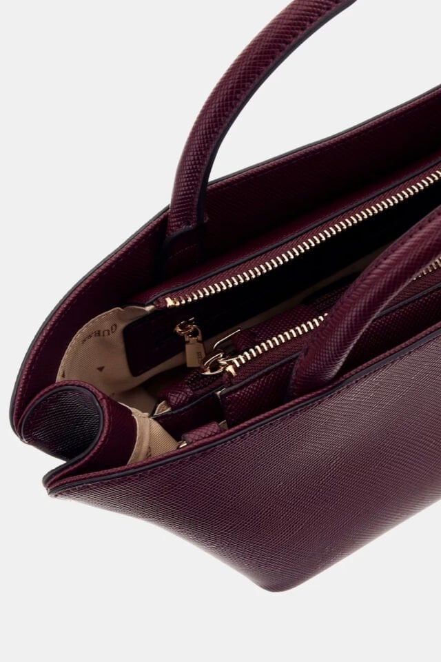 Guess Bolena Saffiano El Çantası Koyu Bordo