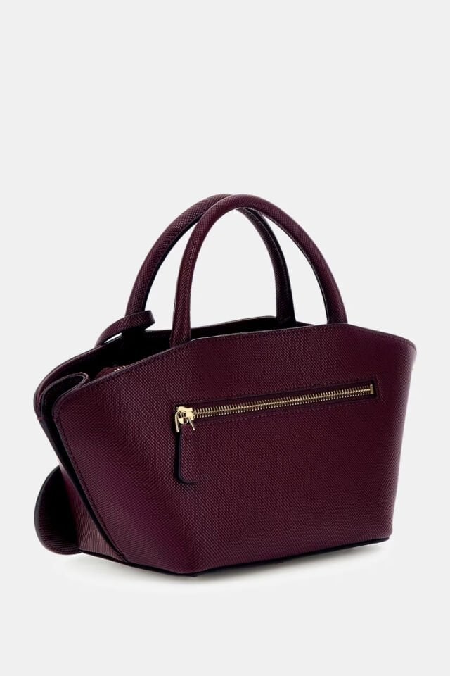 Guess Bolena Saffiano El Çantası Koyu Bordo