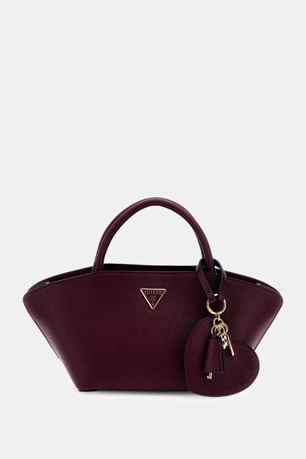 Guess Bolena Saffiano El Çantası Koyu Bordo