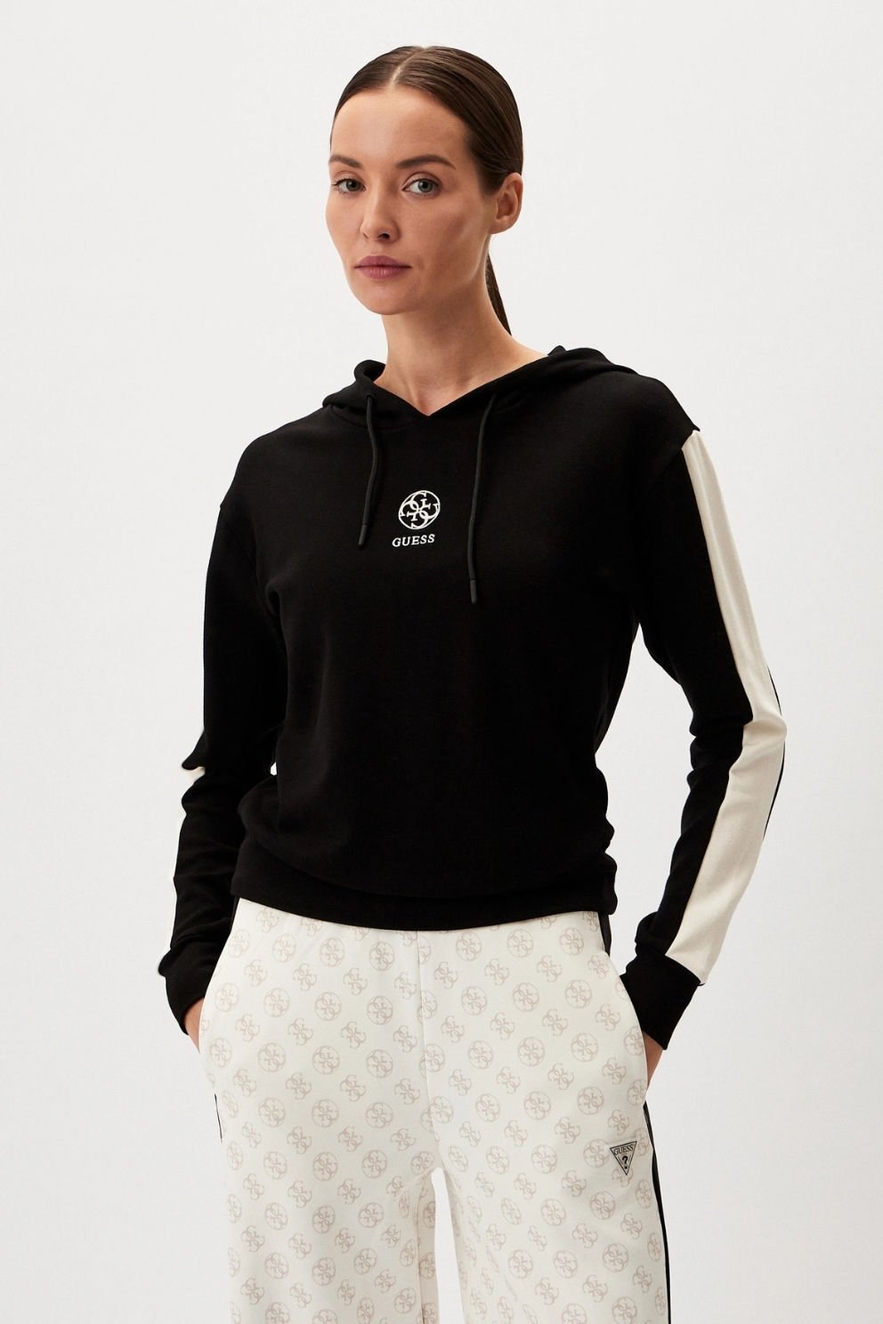 Guess Rib Örgü Sweatshirt Siyah