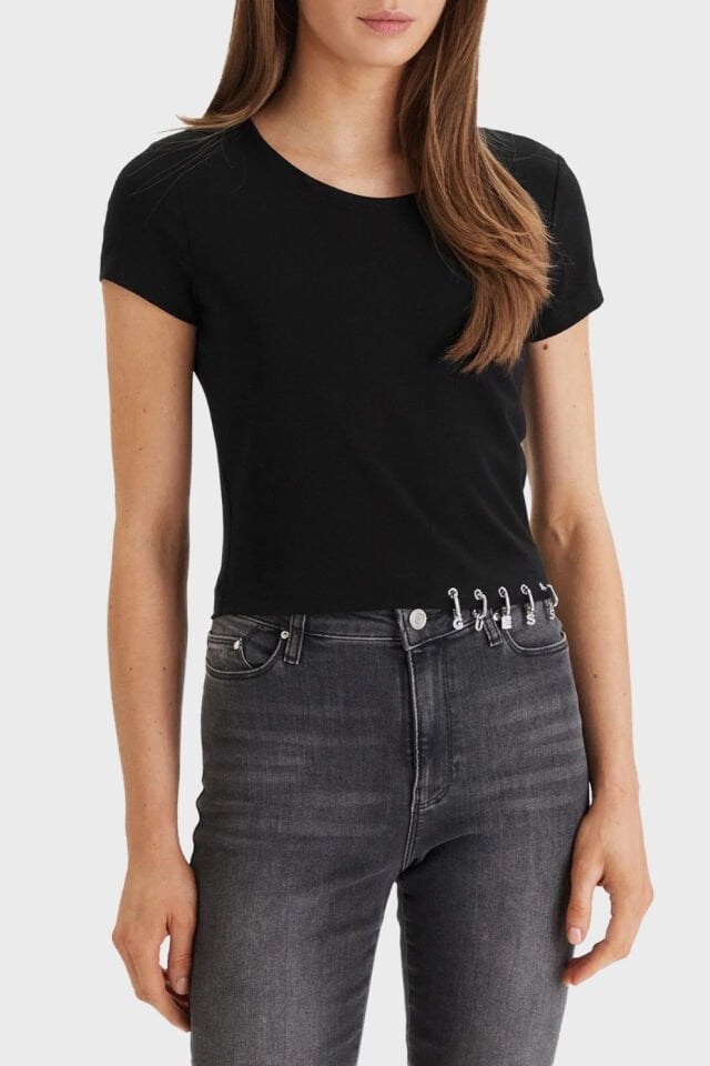 Guess Kısa Kesimli Örgü Üst Siyah