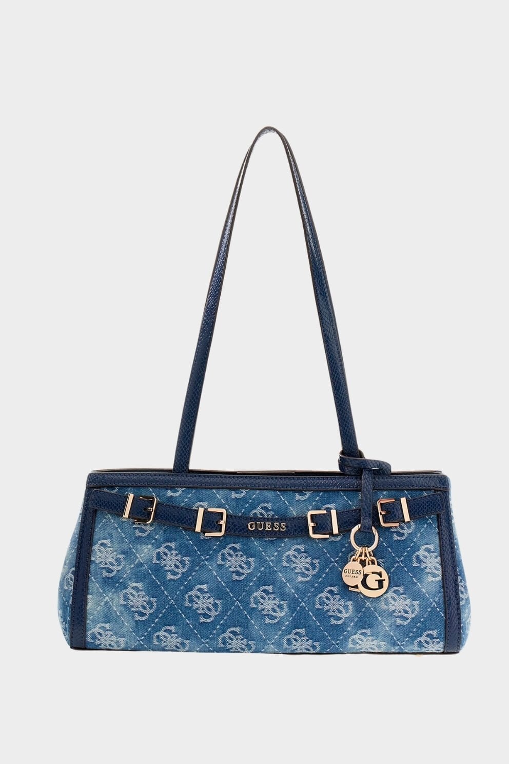 Guess Dovie Kot Kumaş Omuz Çantası, Çok Renkli Mavi