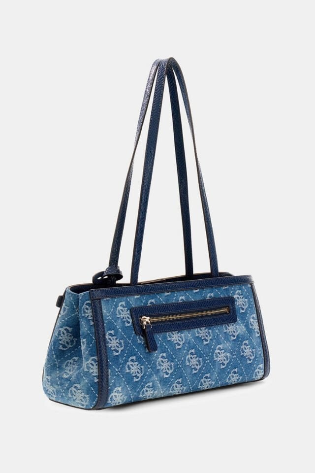 Guess Dovie Kot Kumaş Omuz Çantası, Çok Renkli Mavi