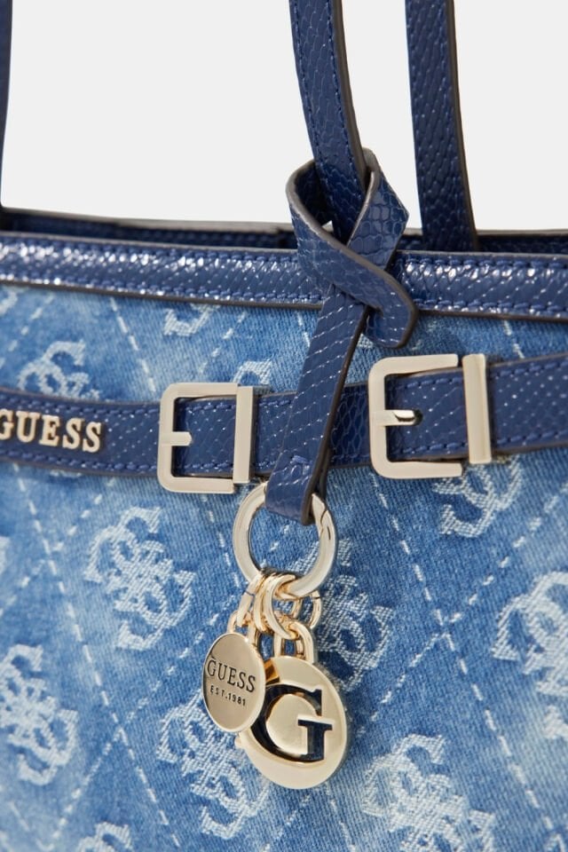 Guess Dovie Kot Kumaş Omuz Çantası, Çok Renkli Mavi