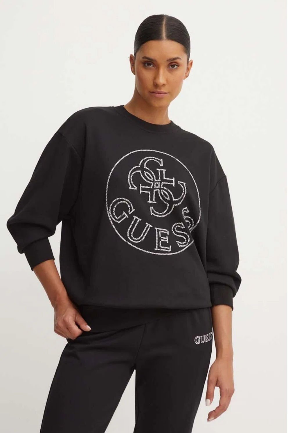 Guess Önü Logolu Sweatshirt Siyah