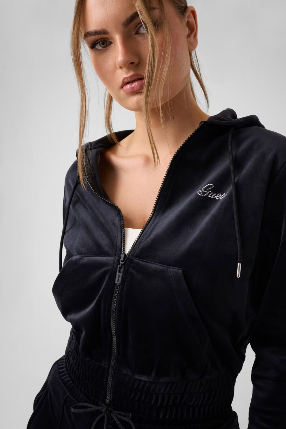 Guess Rhinestone Taşlı Sweatshirt Siyah
