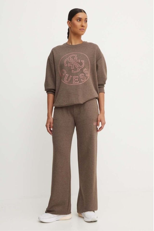 Guess Önü Logolu Sweatshirt Kahverengi