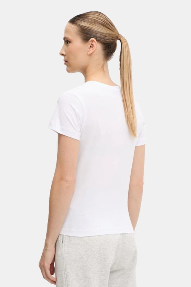 Guess Narciso Taşlı Logo Pamuklu Regular Fit T Shirt Beyaz