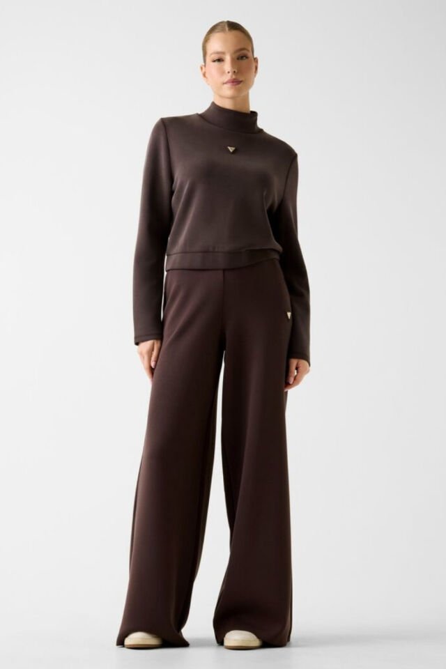 Guess Yüksek Yakalı Sweatshirt Kahverengi