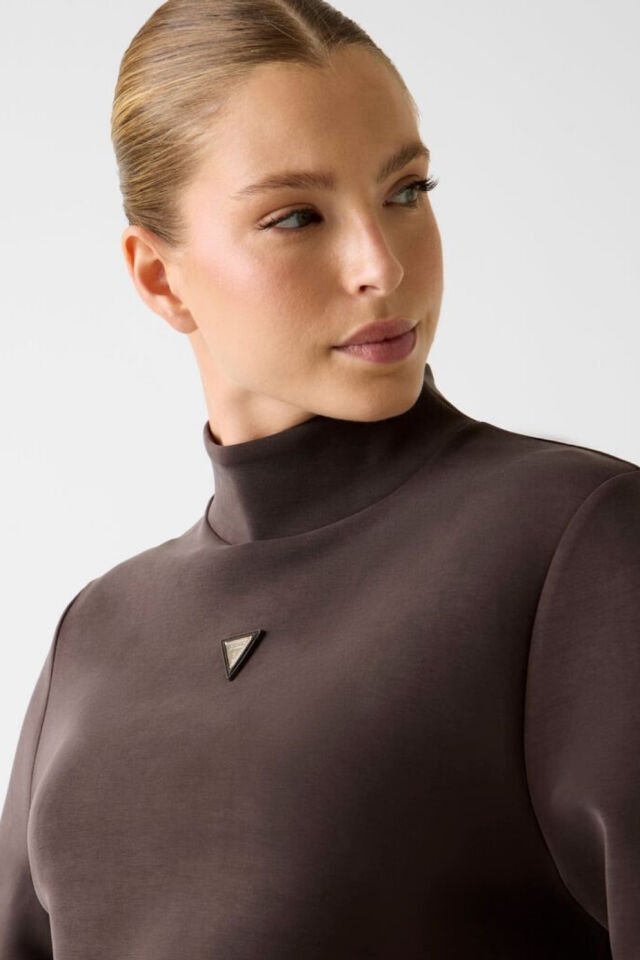 Guess Yüksek Yakalı Sweatshirt Kahverengi