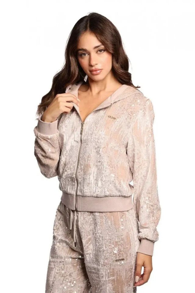 Guess Payet İşlemeli Sweatshirt Pudra