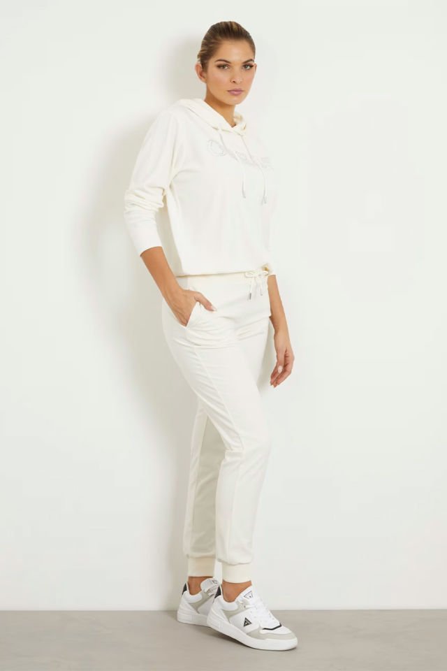 Guess Kadife Jogger Pantolon Beyaz