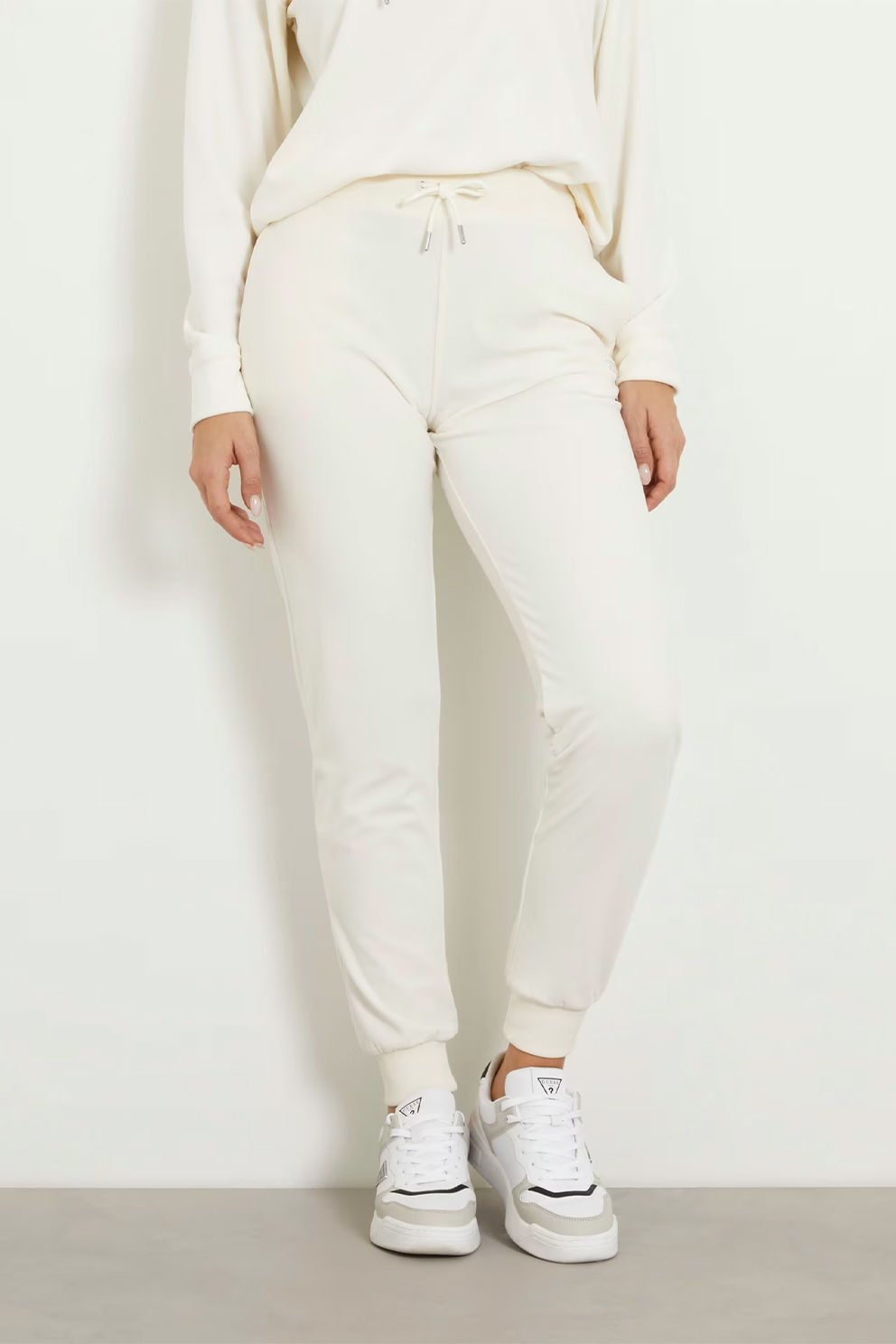 Guess Kadife Jogger Pantolon Beyaz