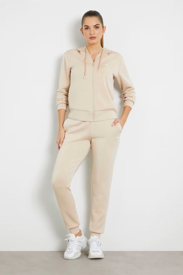 Guess Kapüşonlu Fermuarlı Sweatshirt Bej