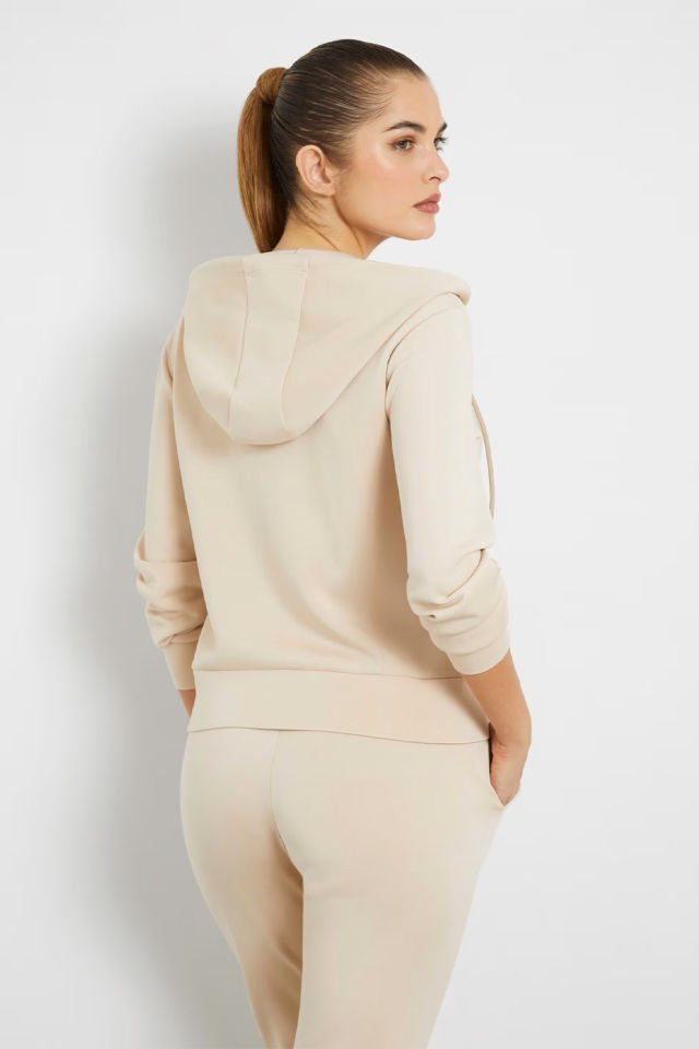 Guess Kapüşonlu Fermuarlı Sweatshirt Bej