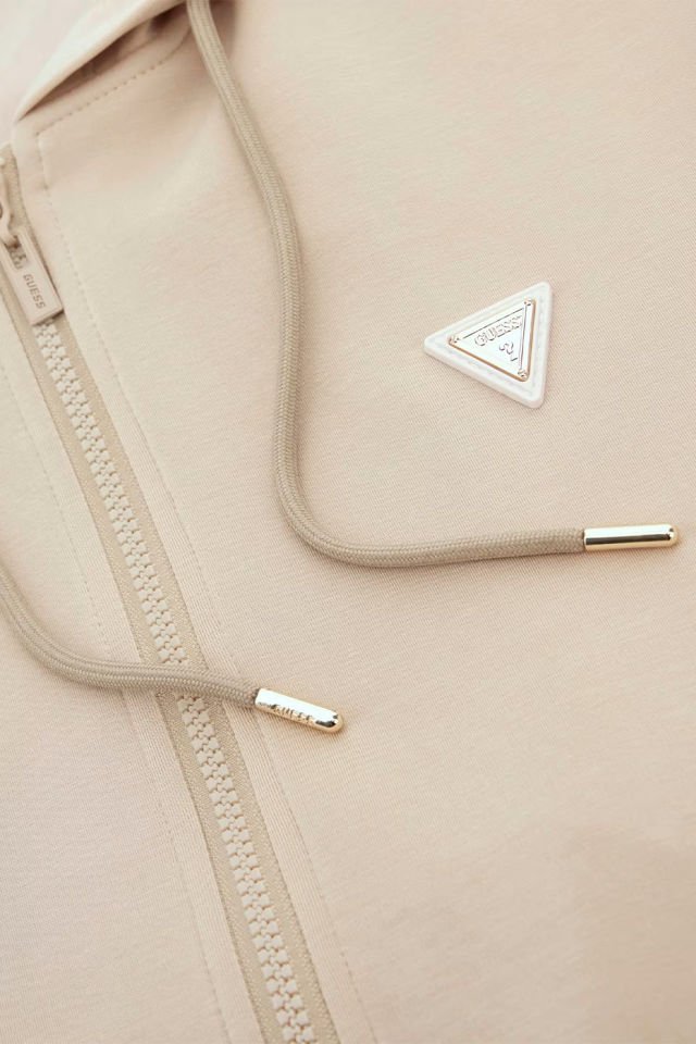 Guess Kapüşonlu Fermuarlı Sweatshirt Bej