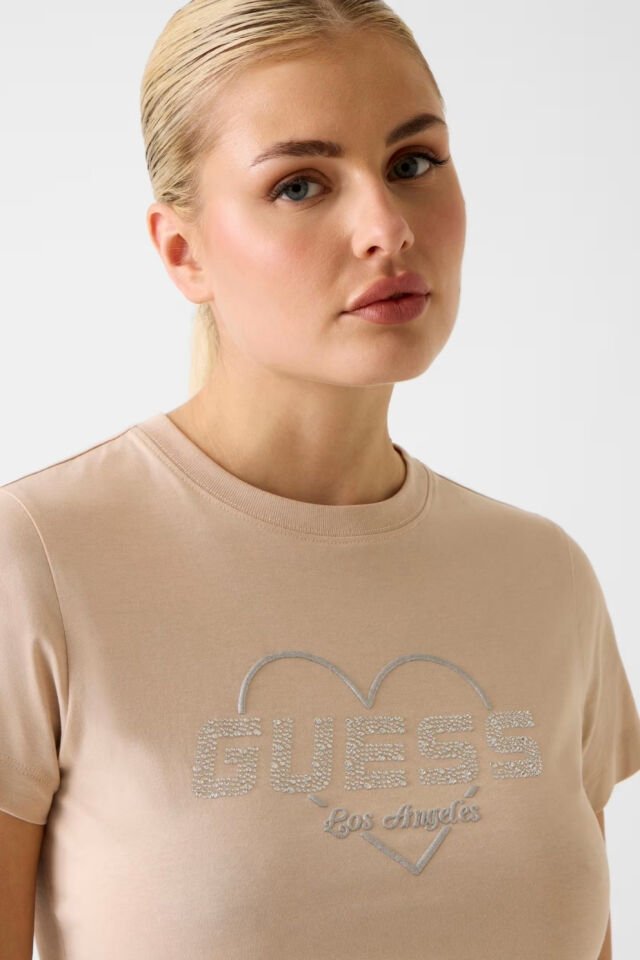 Guess Tişört Bej Normal Kesim