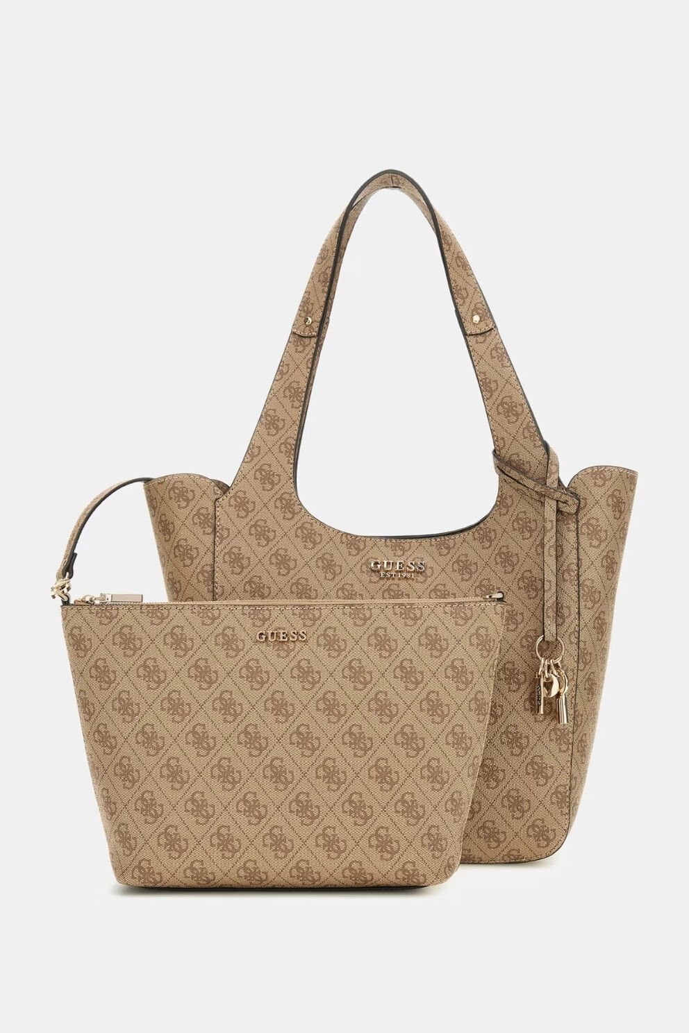 Guess Calista Portföy Çantalı Shopper Çanta Açık Kahverengi