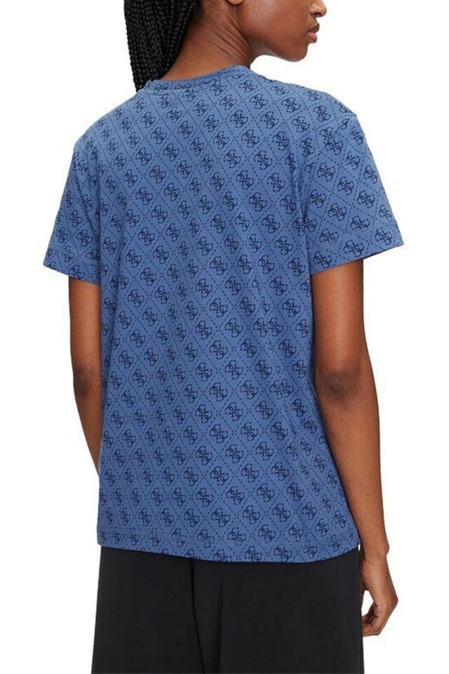 Guess Chrysanta Tamamı 4G Logolu Pamuklu Regular Fit T-Shirt Lacivert