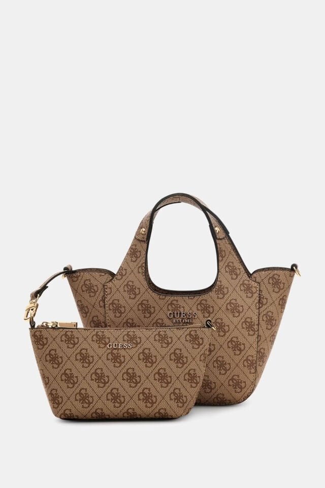 Guess Calista Portföy Çantalı El Çantası Açık Kahverengi