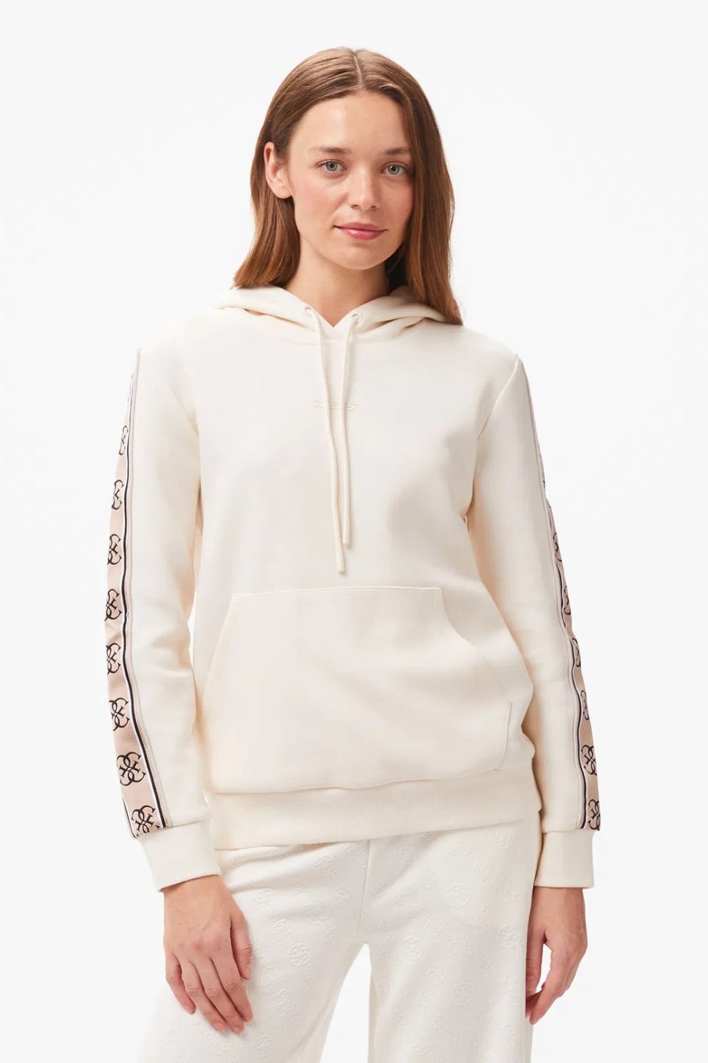 Guess Carla Hooded Punto Milano Sweatshirt Krem