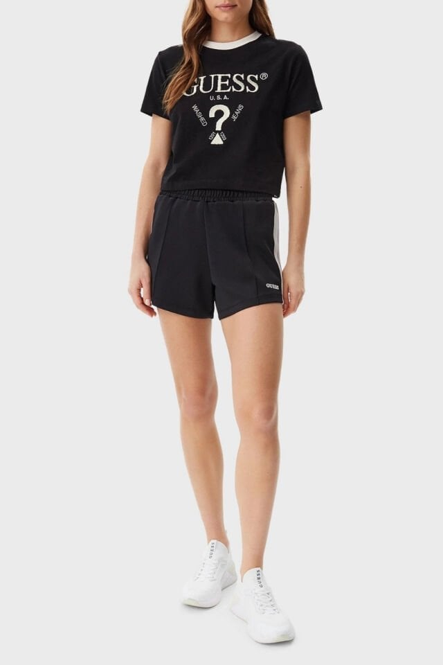 Guess Boxy Logolu T-shirt Siyah