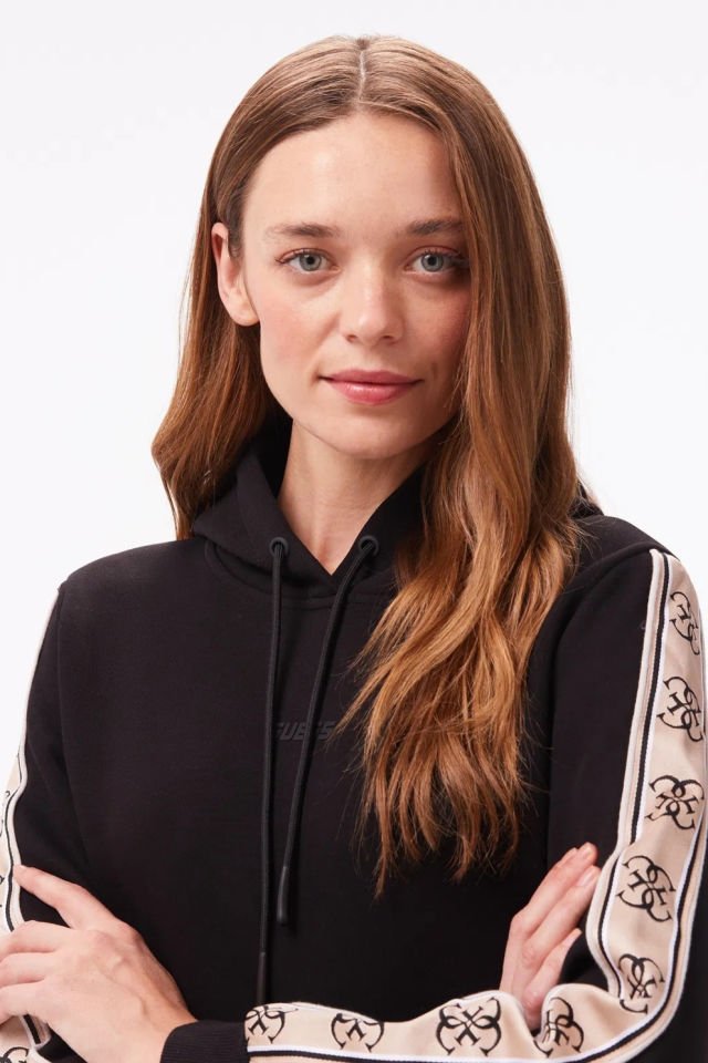 Guess Carla Hooded Punto Milano Sweatshirt Siyah