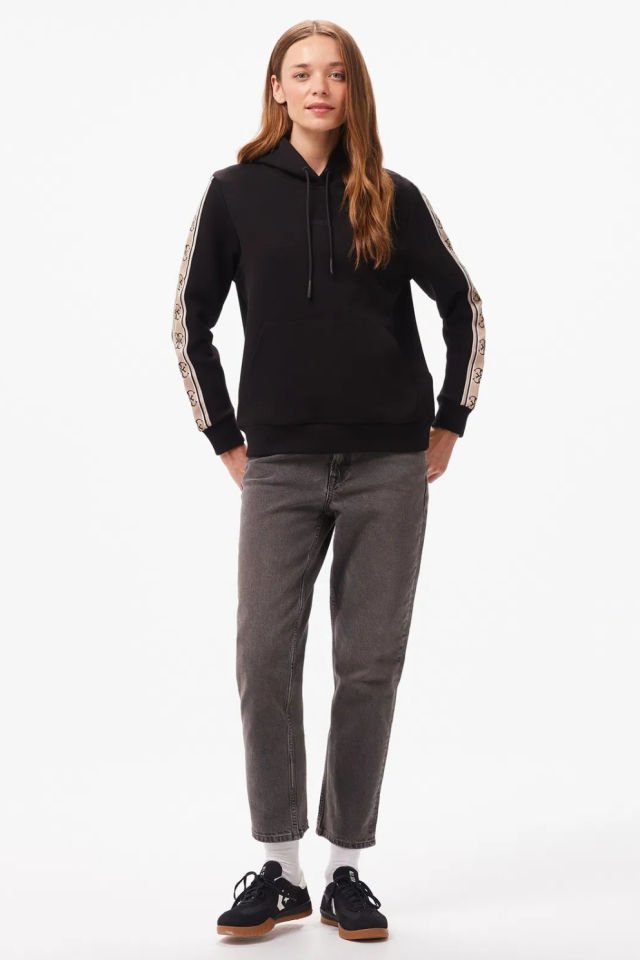 Guess Carla Hooded Punto Milano Sweatshirt Siyah