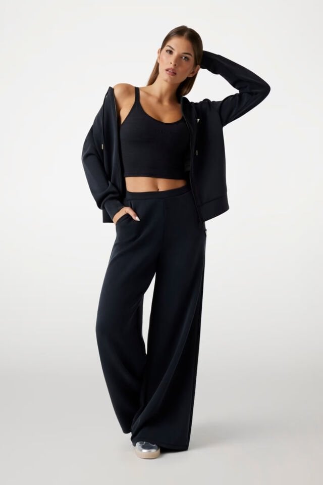 Guess Normal Bel Wide Leg Pantolon Siyah