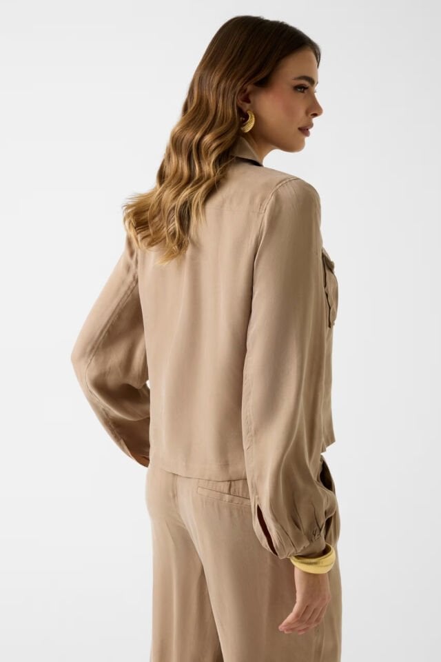 Guess Viscose Karışımlı Gömlek Bej