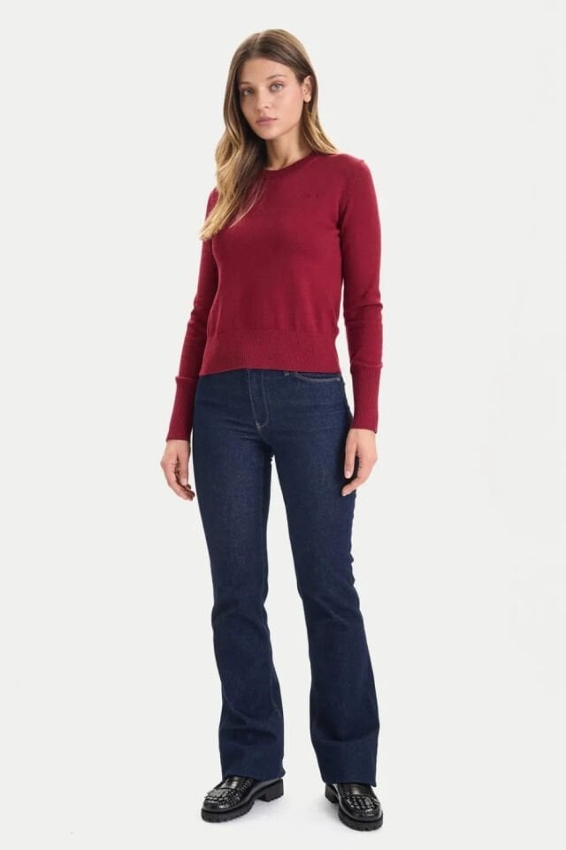 Guess Jeans Normal Kesim Kazak Bordo