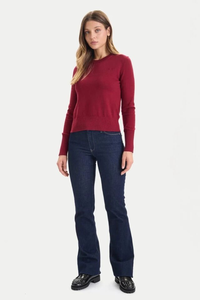 Guess Jeans Normal Kesim Kazak Bordo