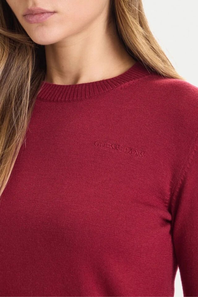 Guess Jeans Normal Kesim Kazak Bordo