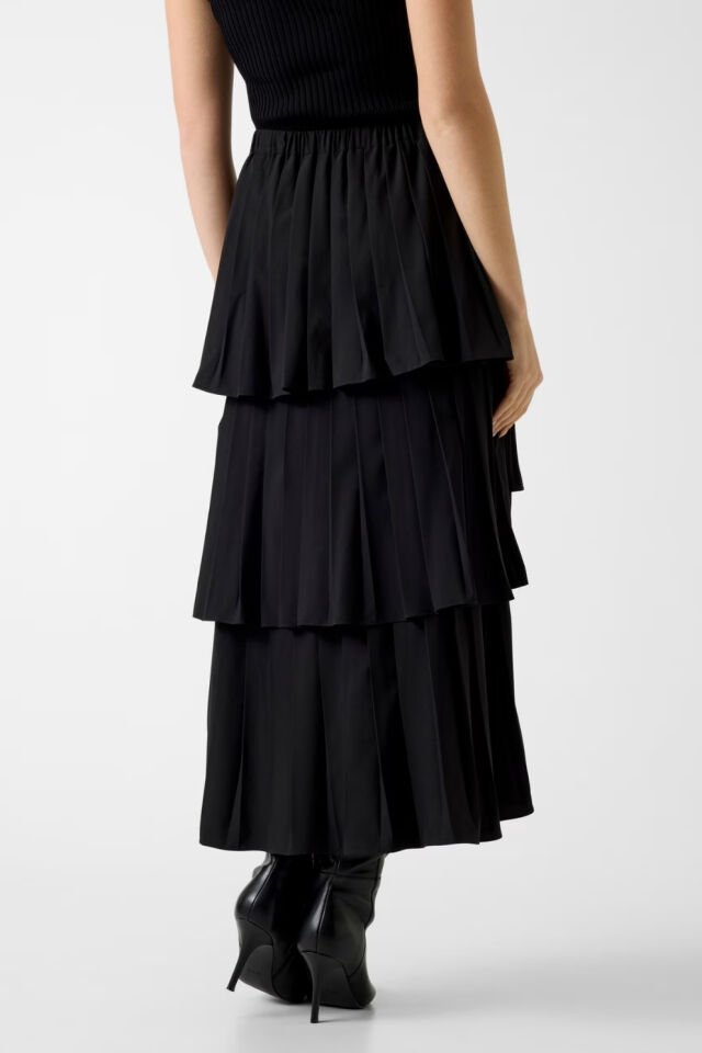 Guess Piliseli Maksi Etek Siyah