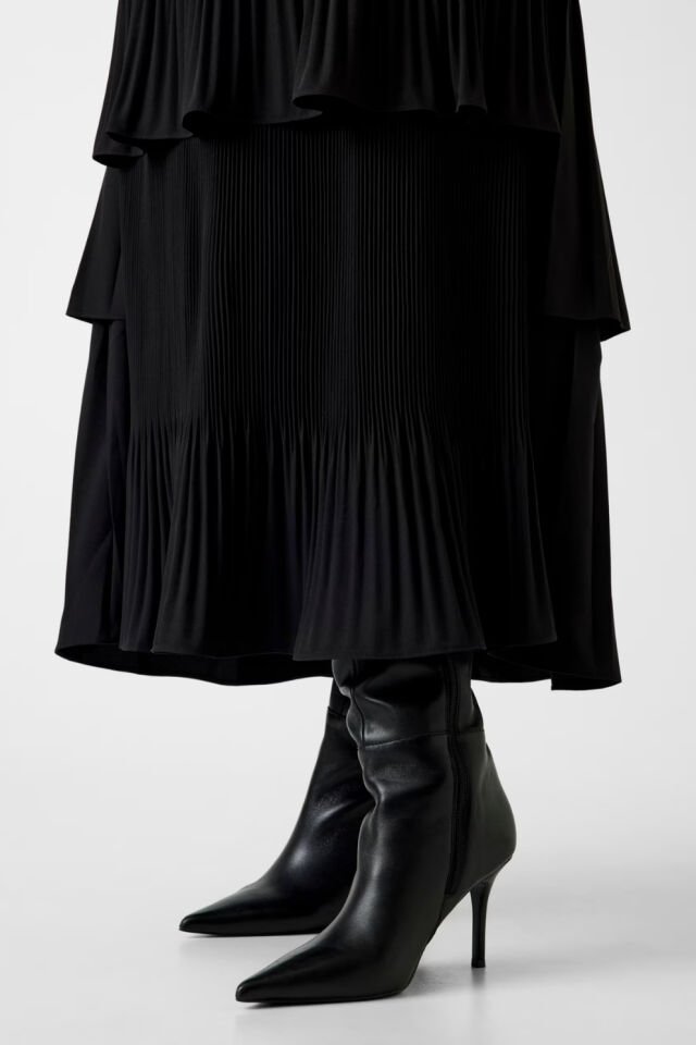 Guess Piliseli Maksi Etek Siyah