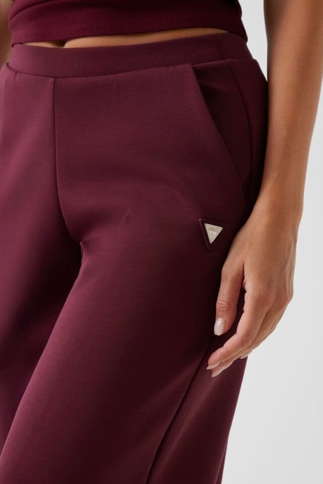 Guess Normal Bel Wide Leg Pantolon Bordo