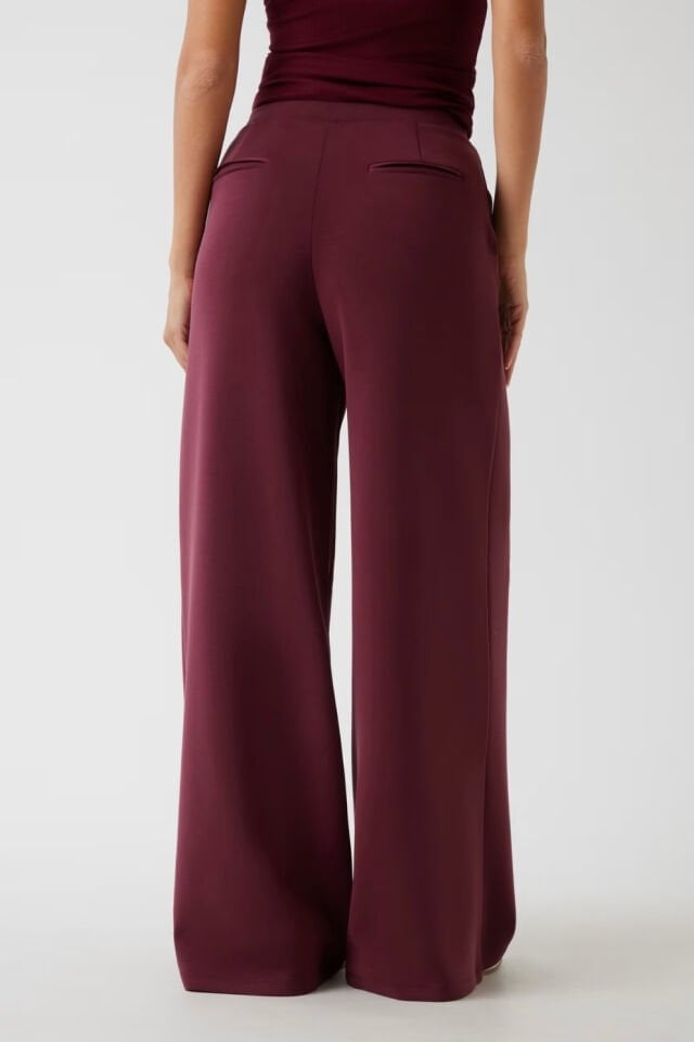 Guess Normal Bel Wide Leg Pantolon Bordo