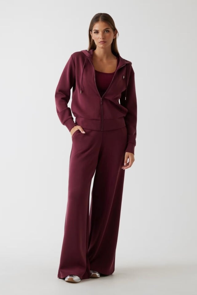 Guess Normal Bel Wide Leg Pantolon Bordo