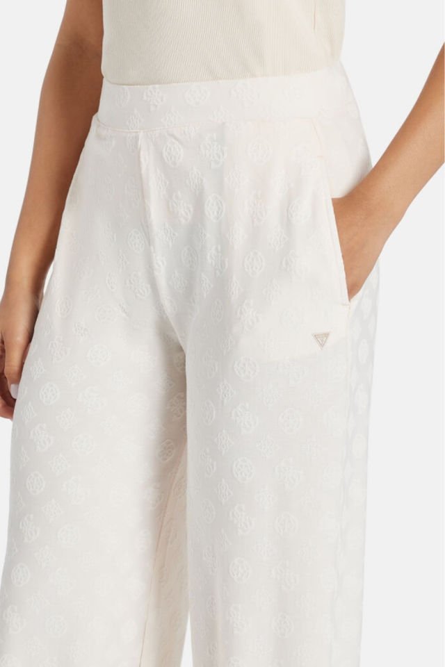 Guess Monica Uzun Pantolon Beyaz