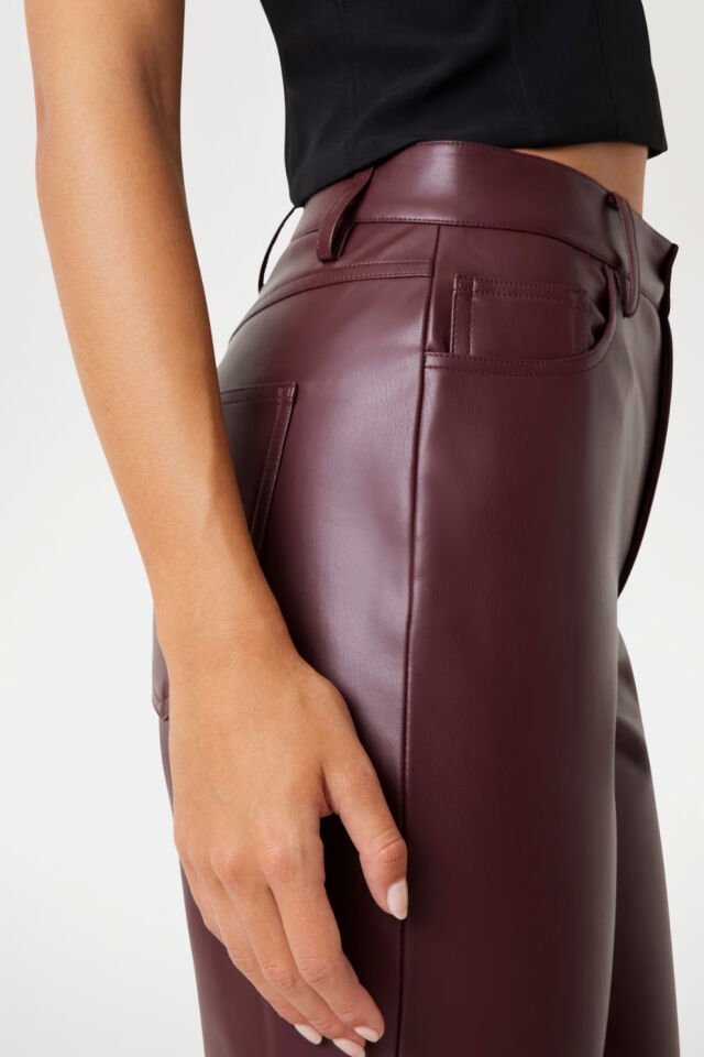 Guess Suni Deri Pantolon Bordo